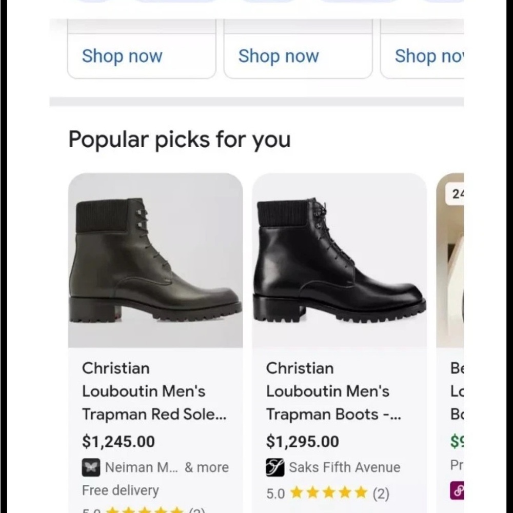 Christian Louboutin Men's Black Leather Boots size 42 or 9